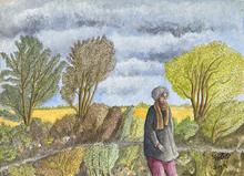 Le printemps dans le ciel et dans les arbres, veste bleue - 2014