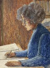 Écriture pointilliste en bleu