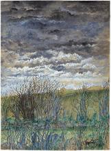 Ciel très noir, paysage vert