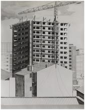 Bâtiment avec grue, Etude pour l'Abraham - 1969