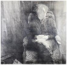 Regard à gauche, mains jointes - 1990