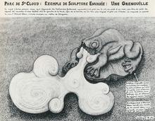 Parc de Saint-Cloud : exemple de Sculpture Envahie : Une Grenouille - 1966