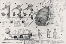 Projet de carnaval : l'Aliment Blanc, Char n°1 (2e version), La Larve - 1964