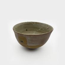 Bol à thé familial, décor géométrique, beige ocre noir, 1970