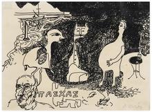 Sans titre (Trois figures et chat, ΠΑΣΧΑΣ / PÂQUES), vers 1960