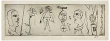 Sans titre (Femme nue debout et trois visages), vers 1960