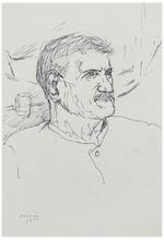Sans titre (Portrait de vieillard grec en buste, verre à l'arrière plan), 1955