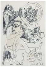 Sans titre (Homme assis, visage, figure et verre), 1961