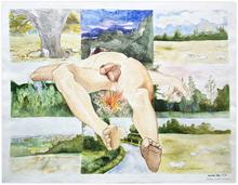 Homme nu dans paysage - 1973