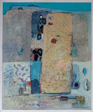 Composition abstraite en bleu et jaune — 1972