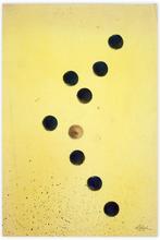 pois bleus sur fond jaune — 