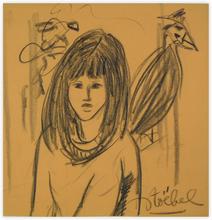 jeune femme et oiseau — 