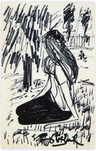 femme assise dans jardin — 