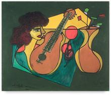 femme et guitare / le vase dansant