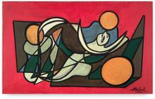compo à la femme (fond rouge)