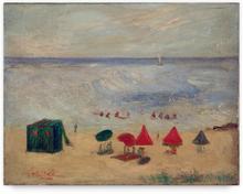 landscape / parasols sur la plage / on attend la vague