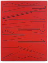 SANS TITRE (fond rouge lignes noires brisées horizontales) — circa 1990/1991