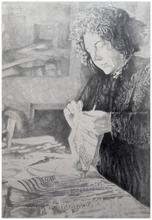 Crochet en main sur la table - 1991