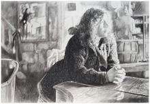 Accoudée mains jointes sur le piano - circa 1982