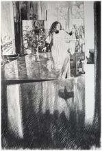 Debout robe blanche, bouquet fané - circa 1983