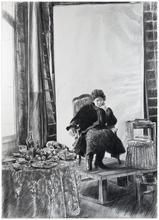 Assis Voltaire estrade, devant la table servit - circa 1982