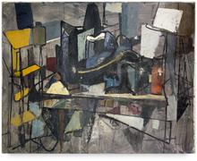 Etagère jaune, circa 1960