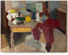 Fruit jaune tissu rouge, circa 1965