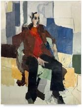 Femme assise, fauteuil vert, circa 1965
