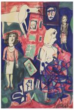 Sans titre (Trois femmes et chien de profil), 1959