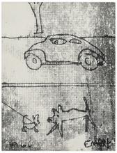 Sans titre (Automobile et deux chiens), 1966