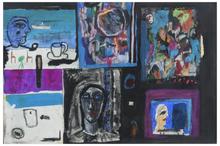 Sans titre (Composition mozaique: figure, paquebot, tasse), 1966