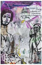 Le tango des pivoines (Femme et homme à mi-corp, fond mauve), 1975