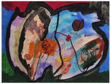Sans titre (Figure de profil rayée), 1970