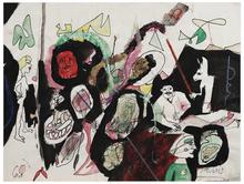 Sans titre (Homme en chemise, femme de profil, chien et visages), 1968