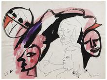 Sans titre (Deux visages de femmes et deux visages), 1968