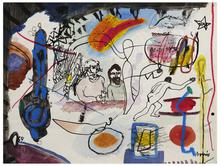 Sans titre (Deux homme en buste, un homme nu), 1969