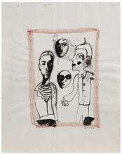 Sans titre (Deux hommes à mi-corp et deux masques), 1966