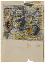 Sans titre (Figure de profil en casque, figure en chapeau, visage souriant), 1960