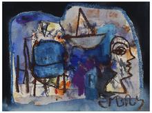 Sans titre (Figure de profil et barque), vers 1975-77