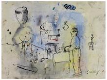 Sans titre (Homme debout de profil, tables), 1963