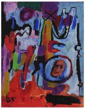 Sans titre (Masque, fond bleu et orange), 1965