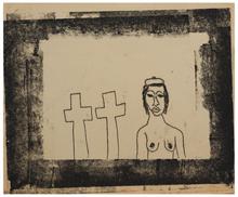 Sans titre (Femme en buste et deux croix), 1963
