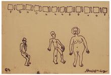 Sans titre (Femme nue debout et deux hommes), 1963