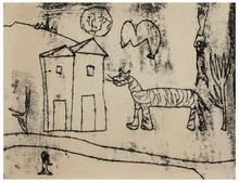 Sans titre (Félin et maison), vers 1955-1960