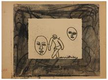 Sans titre (Figure debout et deux masques), vers 1961
