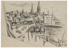 Stockholm, le pont Vasa et l'église de Riddarholmen, 1952