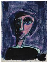 Sans titre (Figure en buste, fond bleu et noir), 1965