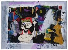 The Muse Called Home (Figure bras levé et tête de femme de profil), 1966