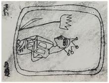 Sans titre (Figure couronnée et fleur), 1966