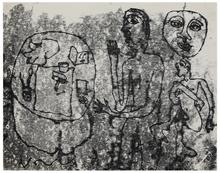 Sans titre (Deux hommes nus, masque, table), 1966